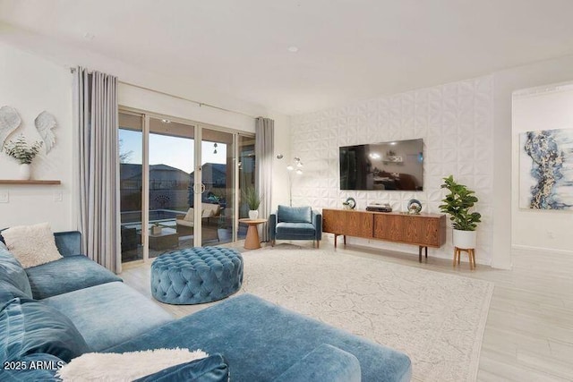 living area featuring wood finished floors