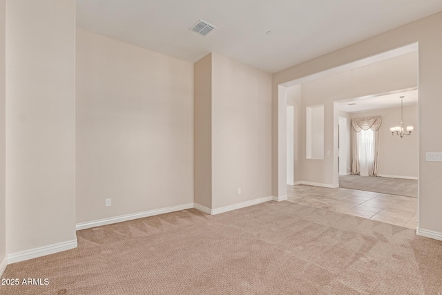 4724 S Anitole Way, Mesa, AZ 85212 - tiled spare room with carpet floors and a chandelier