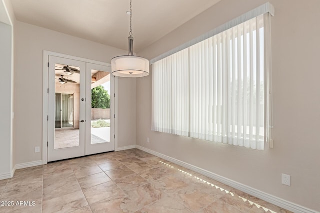 4724 S Anitole Way, Mesa, AZ 85212 - unfurnished dining area with a ceiling fan and french doors