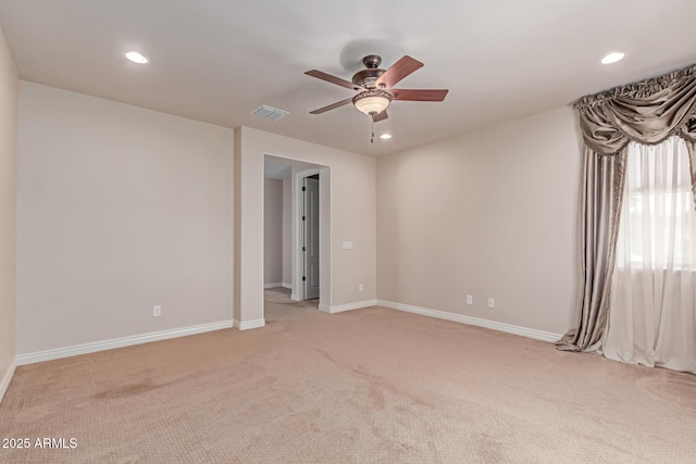 4724 S Anitole Way, Mesa, AZ 85212 - spare room featuring ceiling fan, light colored carpet, and recessed lighting