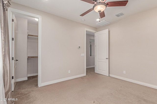 4724 S Anitole Way, Mesa, AZ 85212 - unfurnished bedroom with carpet floors, a walk in closet, a closet, recessed lighting, and ceiling fan