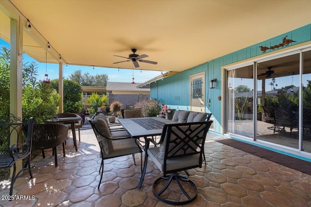 view of patio with ceiling fan