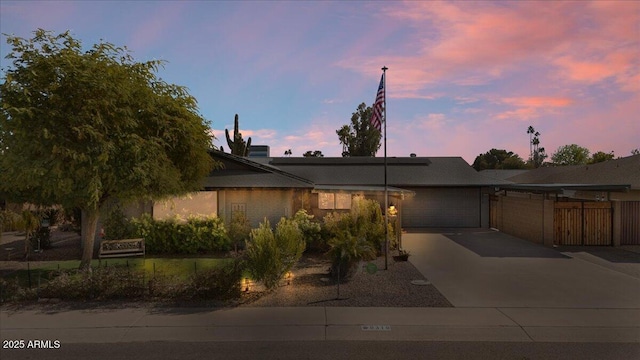 view of front of home with a garage