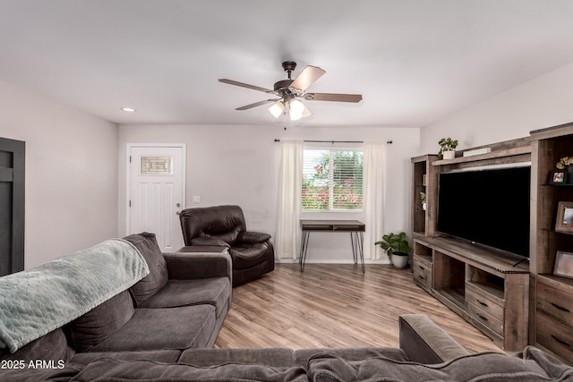 20750 E Chase Ct, Florence, AZ 85132 - living area with ceiling fan, wood finished floors, and recessed lighting