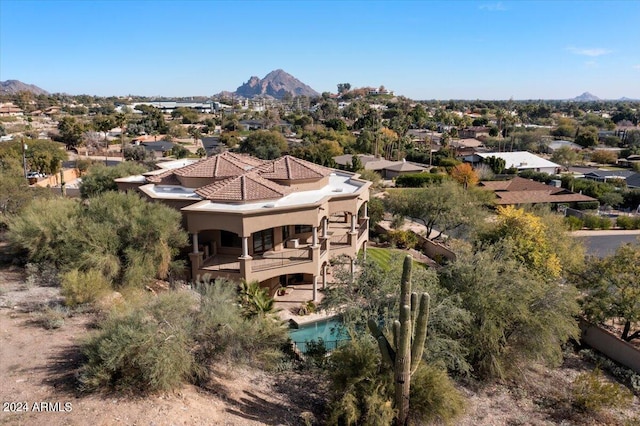 drone / aerial view with a mountain view