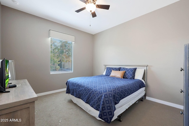 bedroom featuring carpet and ceiling fan