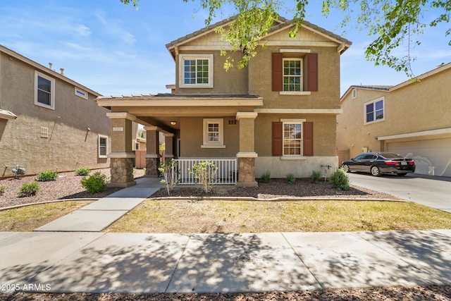 2337 E Fraktur Rd, Phoenix, AZ 85040 - craftsman-style house featuring stucco siding, concrete driveway, and a porch