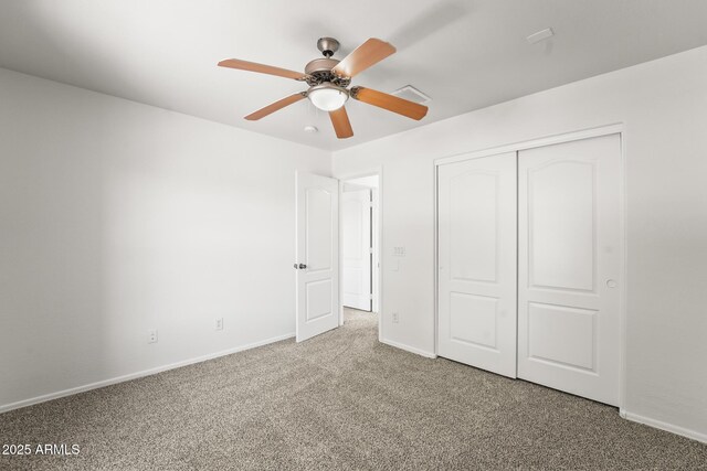 2337 E Fraktur Rd, Phoenix, AZ 85040 - unfurnished bedroom with visible vents, carpet flooring, baseboards, and a closet