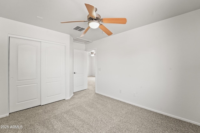 2337 E Fraktur Rd, Phoenix, AZ 85040 - unfurnished bedroom with baseboards, carpet, a closet, and visible vents