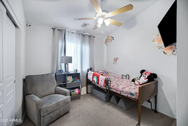 3729 W Carlos Ln, San Tan Valley, AZ 85144 - carpeted bedroom featuring a ceiling fan and a closet