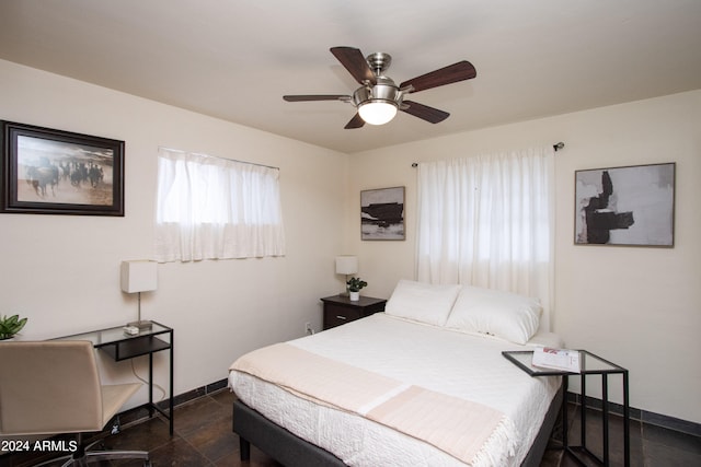 bedroom featuring ceiling fan