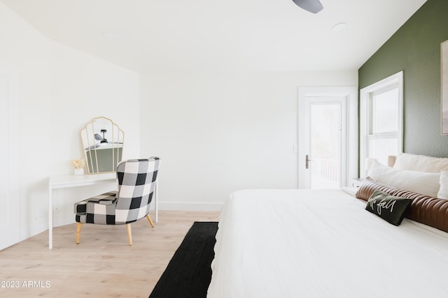 bedroom featuring light wood-type flooring