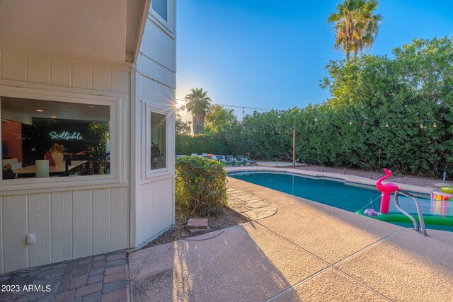 view of pool featuring a patio