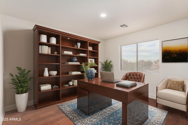 office featuring dark wood-type flooring