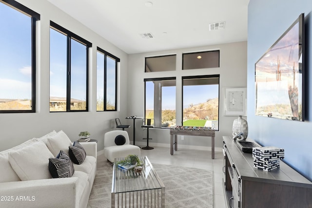 view of tiled living room