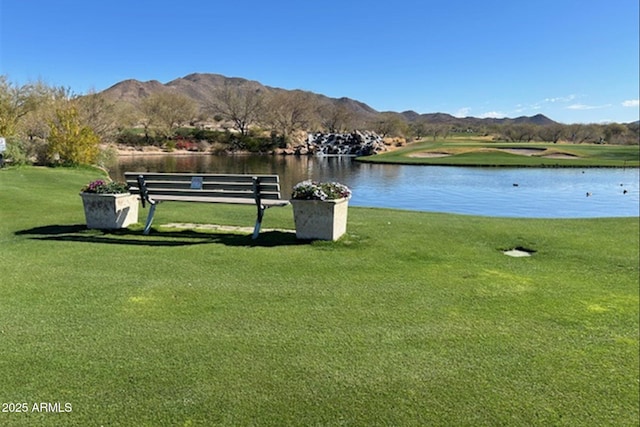 view of water feature with a mountain view