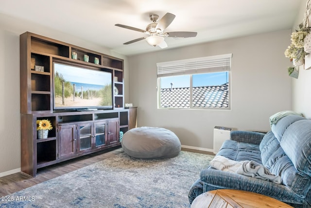 10840 W Saddlehorn Rd, Peoria, AZ 85383 - sitting room with ceiling fan and dark hardwood / wood-style floors