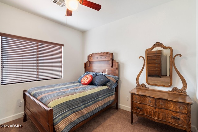 bedroom with carpet flooring and ceiling fan