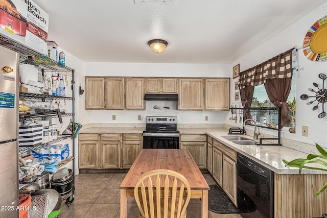 3208 W Wagoner Rd, Phoenix, AZ 85053 - kitchen featuring stainless steel range with electric stovetop, dishwasher, under cabinet range hood, and tile patterned floors