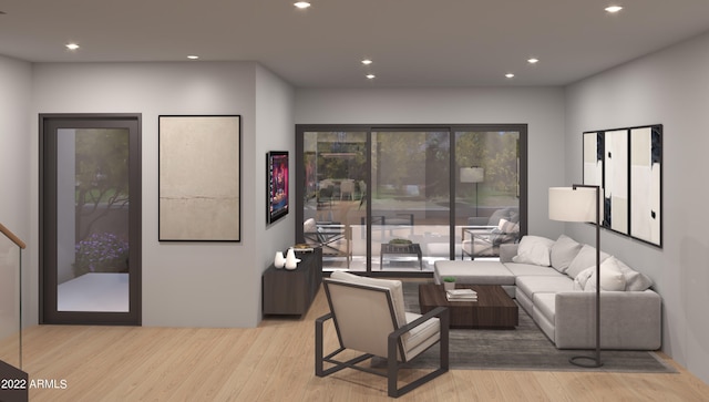 living room featuring light wood-type flooring