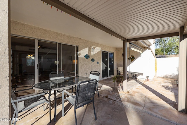 view of patio / terrace featuring outdoor dining area and a fenced backyard