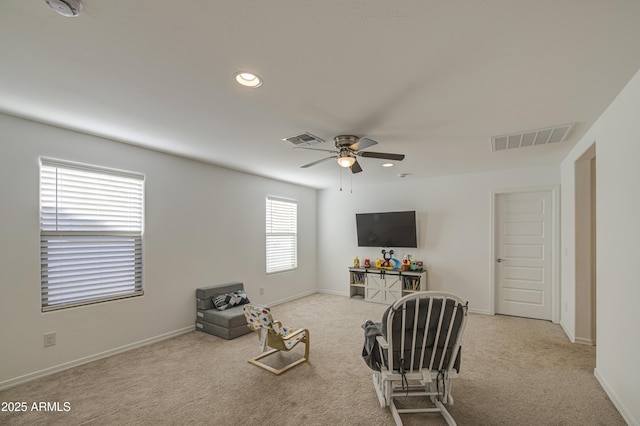 5621 W Chuck Box Rd, Laveen, AZ 85339 - carpeted living room with ceiling fan and recessed lighting