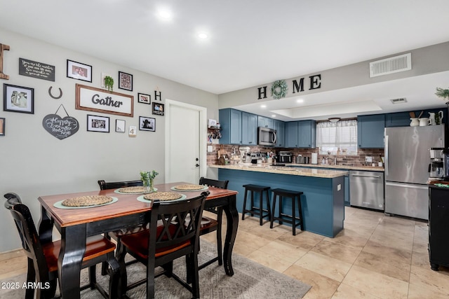 view of tiled dining space