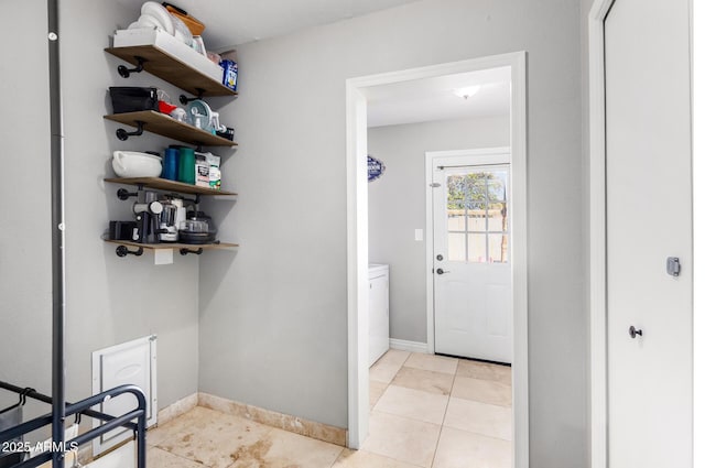 interior space with light tile patterned floors