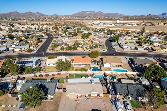 drone / aerial view with a mountain view