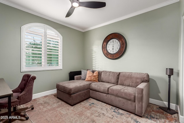 1179 E Regent Dr, Gilbert, AZ 85298 - office space with baseboards, crown molding, and a ceiling fan