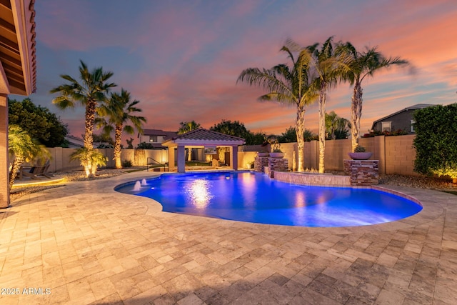 1179 E Regent Dr, Gilbert, AZ 85298 - view of swimming pool with a gazebo, a patio area, and a fenced backyard