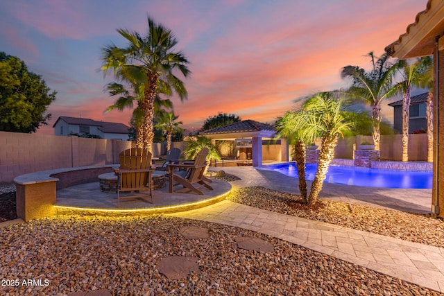 1179 E Regent Dr, Gilbert, AZ 85298 - view of pool featuring a gazebo, a patio area, and a fenced backyard