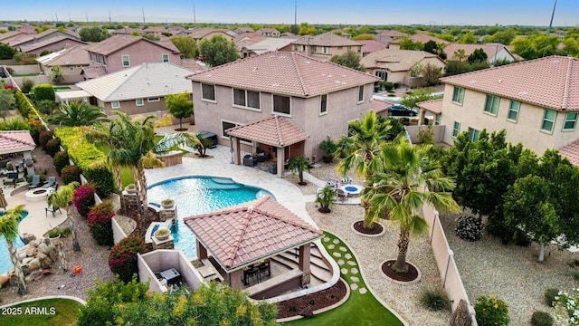 1179 E Regent Dr, Gilbert, AZ 85298 - view of swimming pool featuring a gazebo, a residential view, and a fenced backyard
