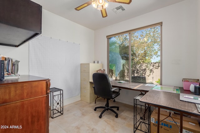 office featuring ceiling fan