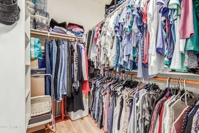 walk in closet featuring hardwood / wood-style floors