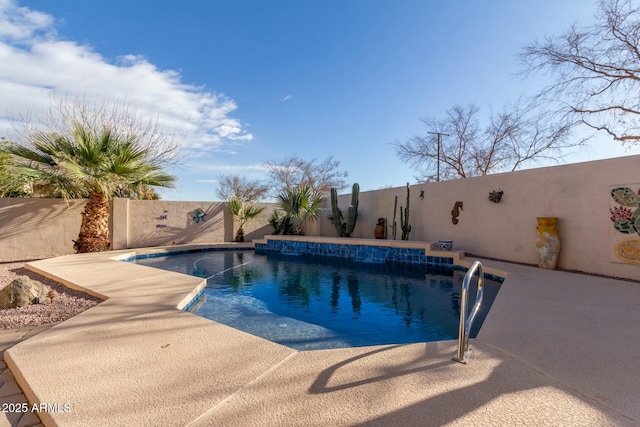 view of pool featuring pool water feature