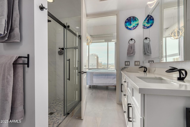 1 E Lexington Ave Unit 1108, Phoenix, AZ 85012 - bathroom with double vanity, a stall shower, ensuite bathroom, and tile patterned flooring