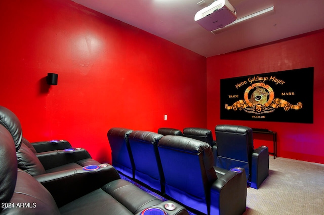 view of carpeted home theater room