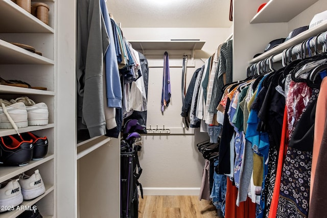 spacious closet featuring wood finished floors