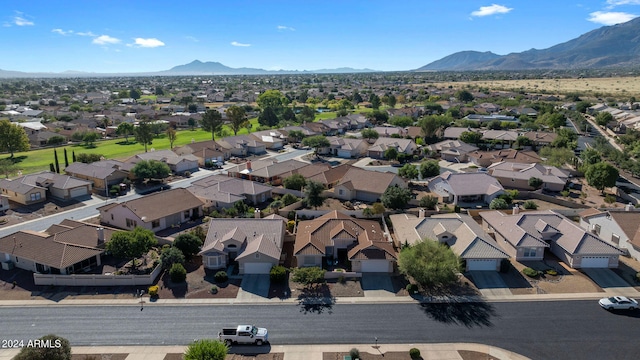 bird's eye view with a mountain view