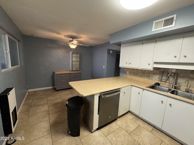 5363 N Black Canyon Highway, Phoenix, AZ 85015 - kitchen with tasteful backsplash, a peninsula, visible vents, dishwasher, and a sink