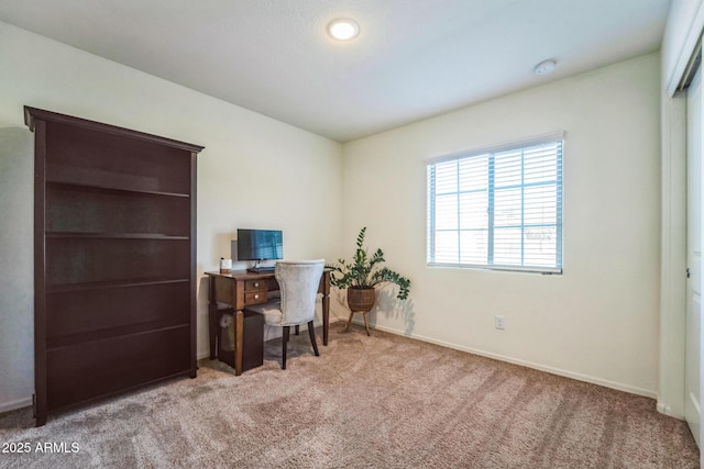 office area with light colored carpet