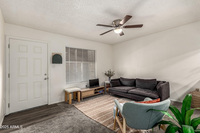 461 W Holmes Ave Unit 350, Mesa, AZ 85210 - carpeted living area with ceiling fan and a textured ceiling