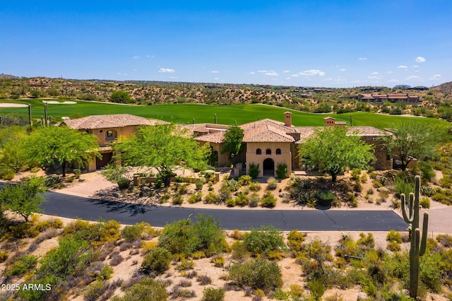 aerial view with view of golf course