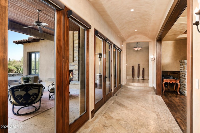 hall featuring recessed lighting