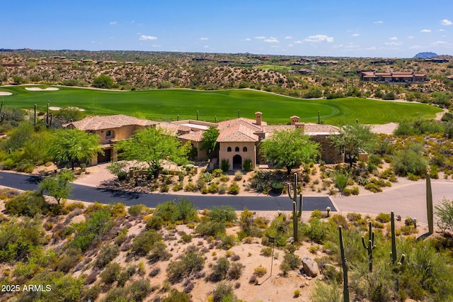 aerial view with view of golf course