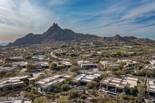 drone / aerial view with a mountain view