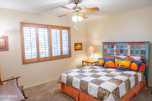 bedroom with carpet and ceiling fan