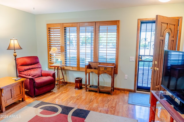 sitting room with light wood-type flooring