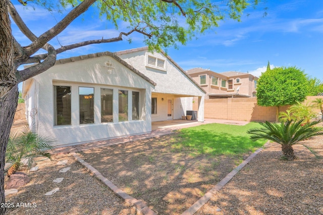 2620 E Rustling Oaks Ln, Phoenix, AZ 85024 - rear view of property with a patio area, stucco siding, and central air condition unit